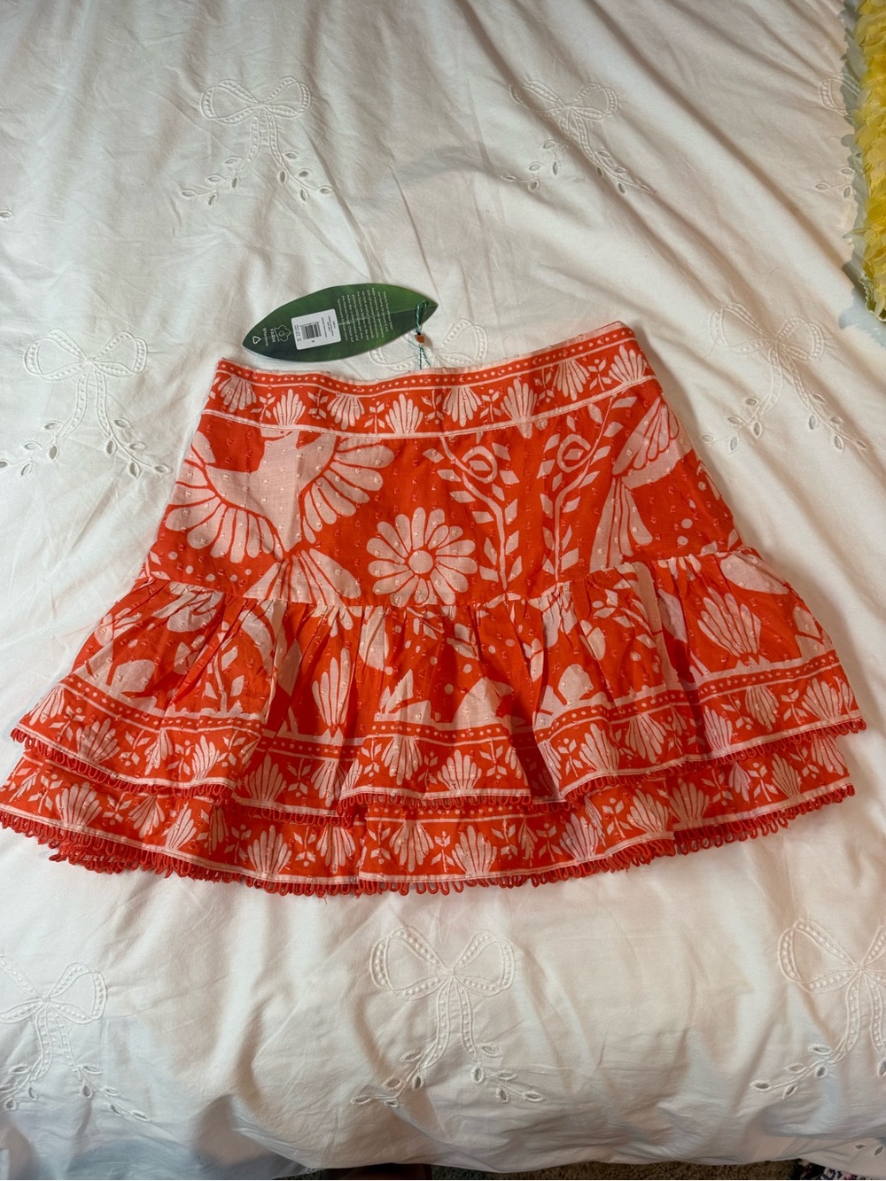 Farm Rio Red Floral Tiered Mini Skirt